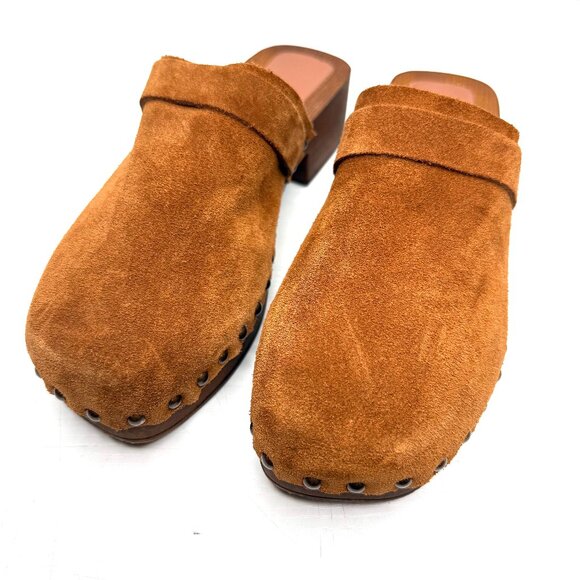 ASOS DESIGN Moon Suede Studded Platform Mule Clog Womens EU 39 US 8.5 Brown Tan - Picture 1 of 10